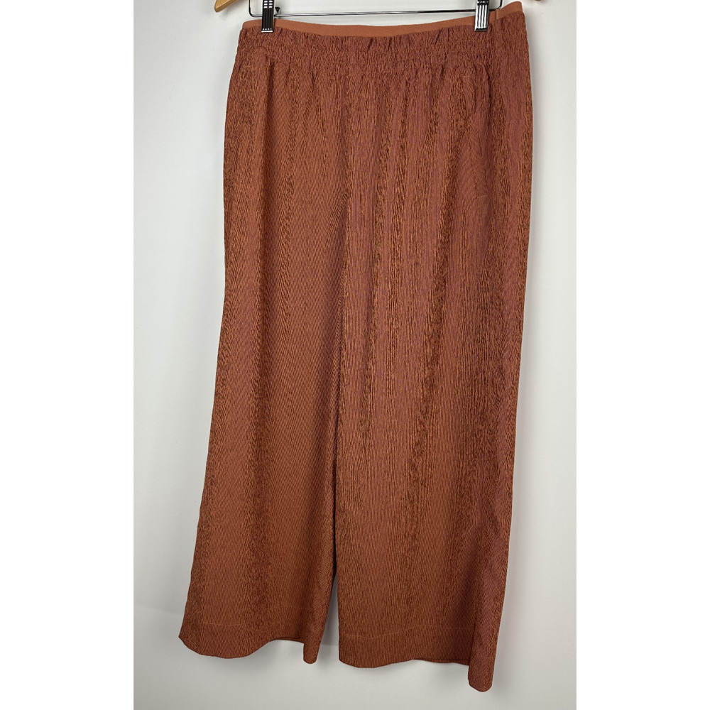 Athleta Echo Wide Leg Crop Pants Woman's Size 12 Orange Ribbed Stretchy Pockets - Picture 10 of 10